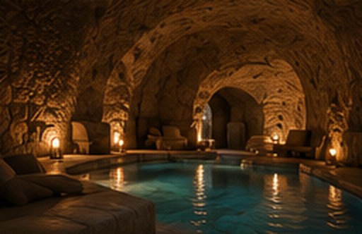Piscine intérieure à la lueur des bougies