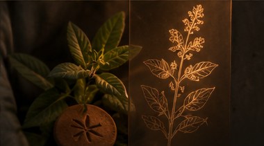 Illustration botanique révélée quelques instants près du feuillage